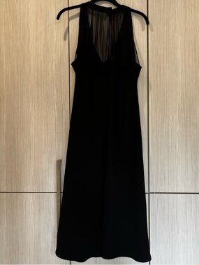 VINTAGE SL Fashions | Midi Dress Halter Style Black Beaded Dress | Size 12